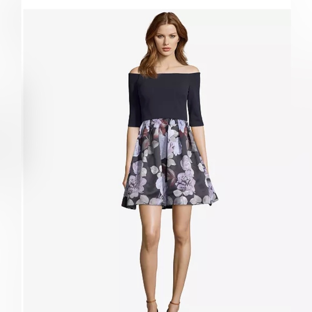 Betsy & Adam Off the Shoulder Fit and Flare Dress